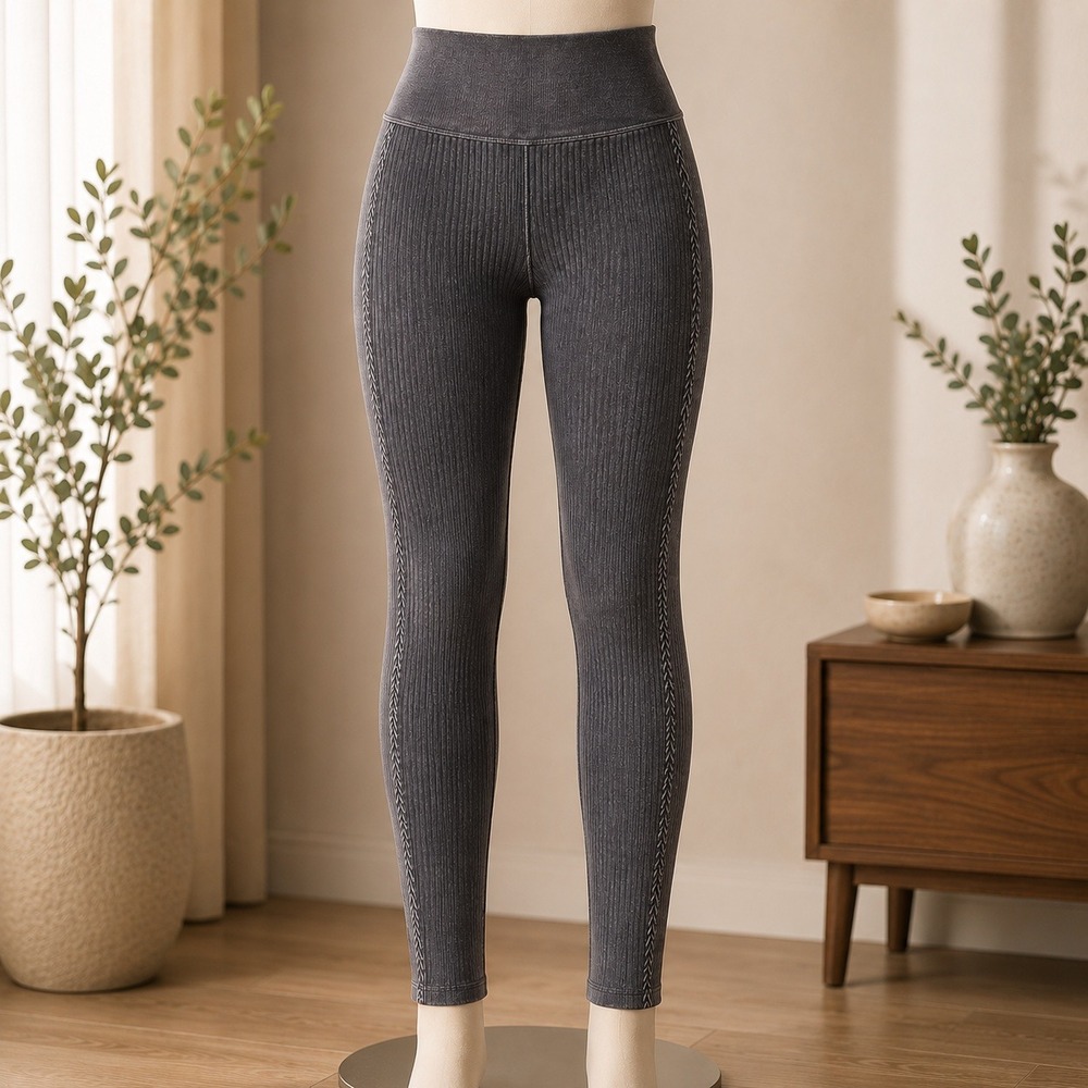 Free People Movement‎ Leggings Womens XS Gray Ribbed Braided High Rise Athletic